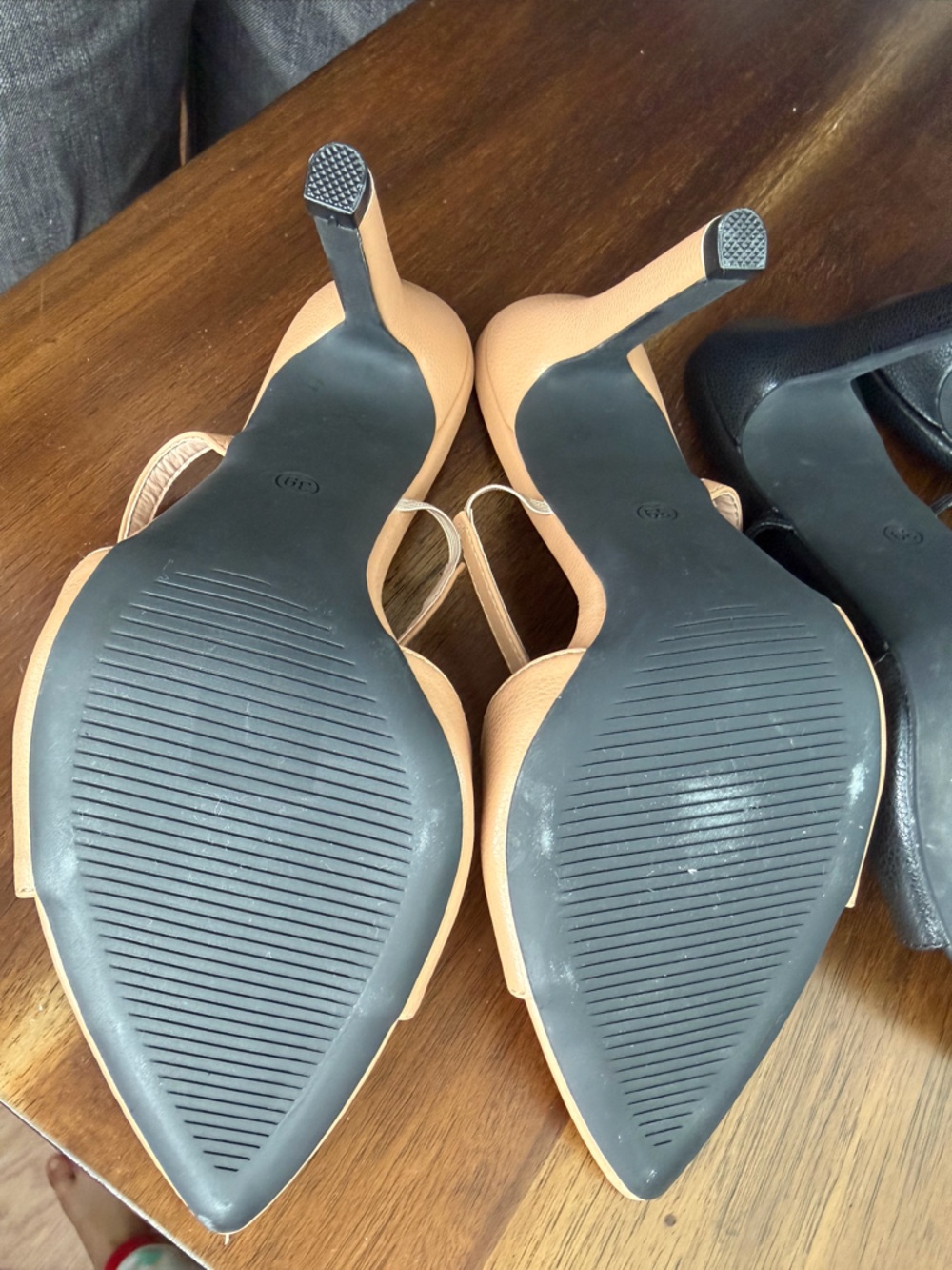 Bundle Both Pairs of Pointed Toe Slingback Heels in Black and Nude - Picture 9 of 11